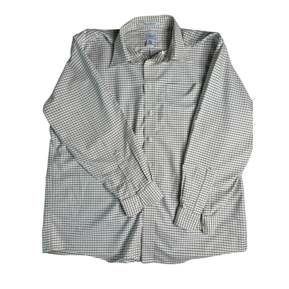 L.L.Bean Wrinkle Resistant‎ Plaid Button Down Shirt Long Sleeve Mens 17 1/2-34